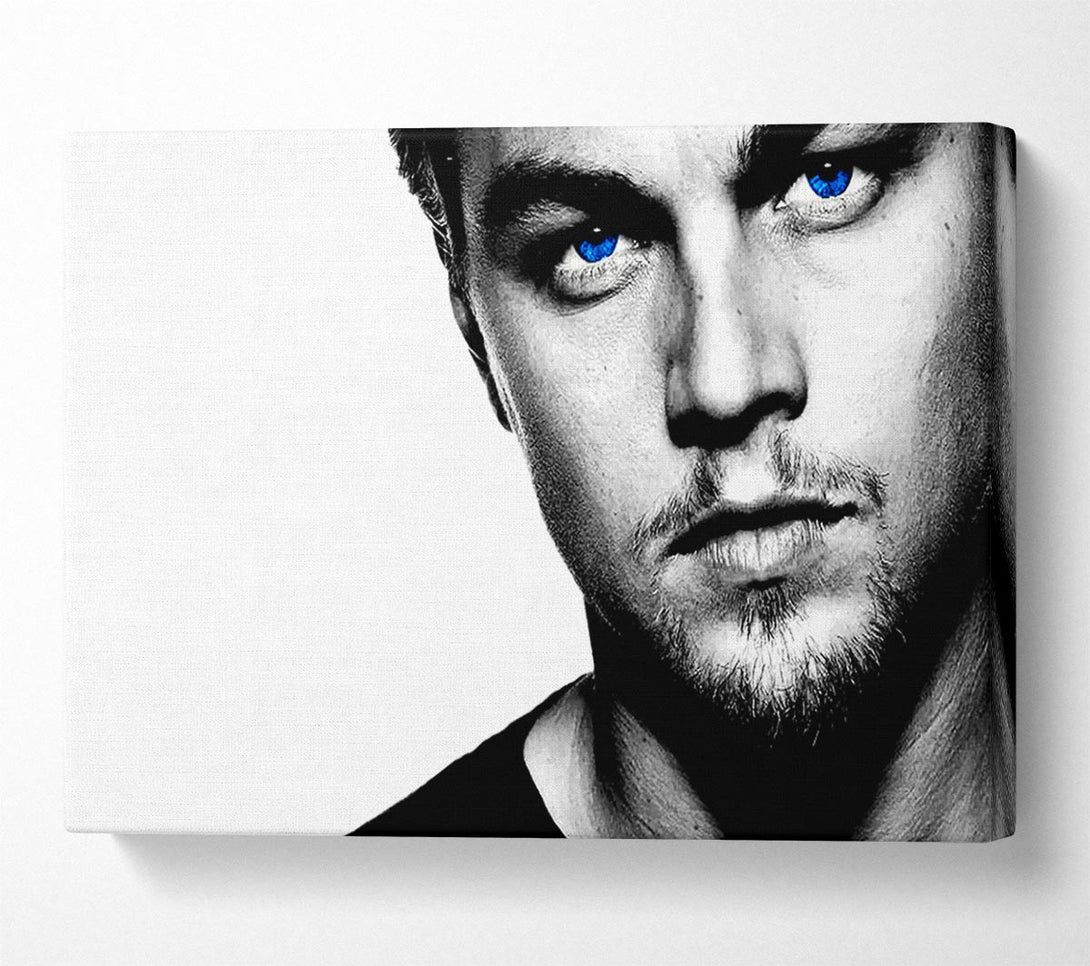  A Canvas Print of Leonardo Dicaprio Blue Eyes B n W Canvas Wall Art