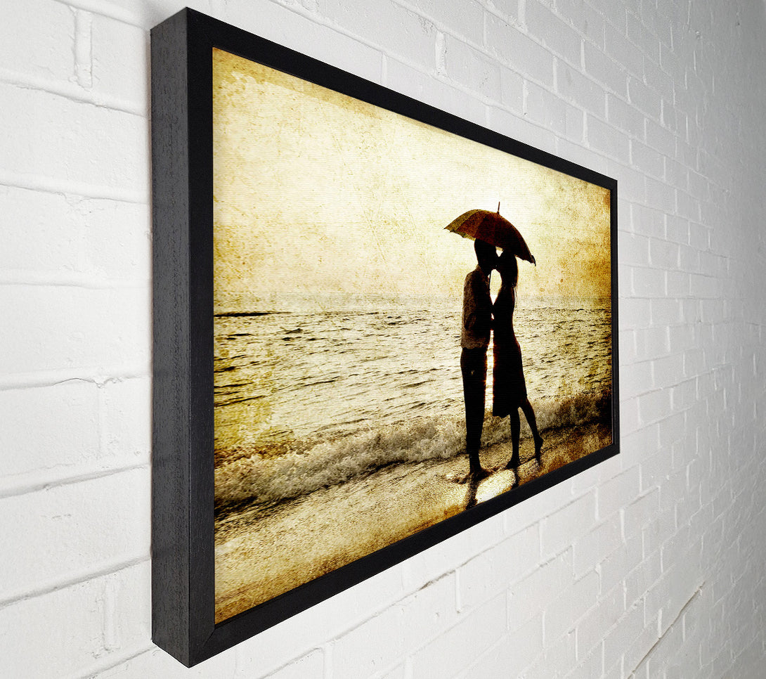  A Canvas Print of Romantic Love Couple In The Rain Canvas Wall Art