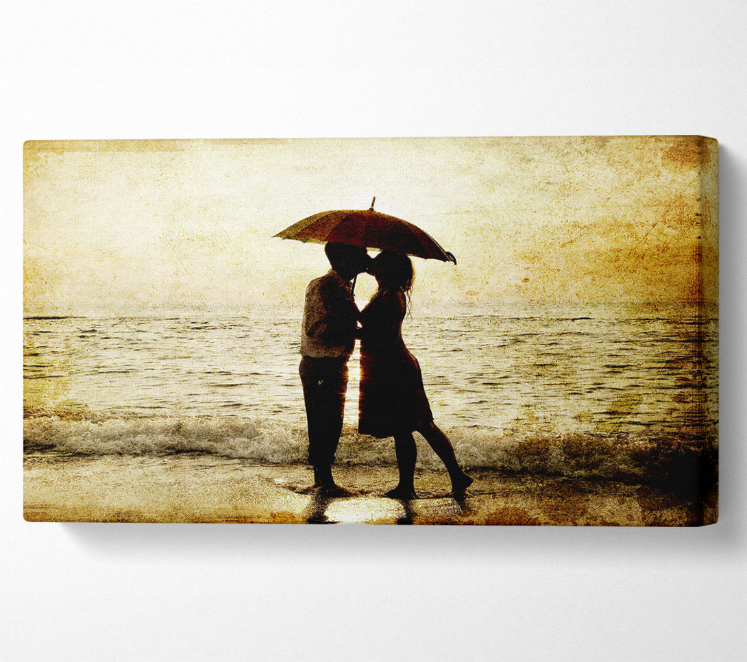  A Canvas Print of Romantic Love Couple In The Rain Canvas Wall Art