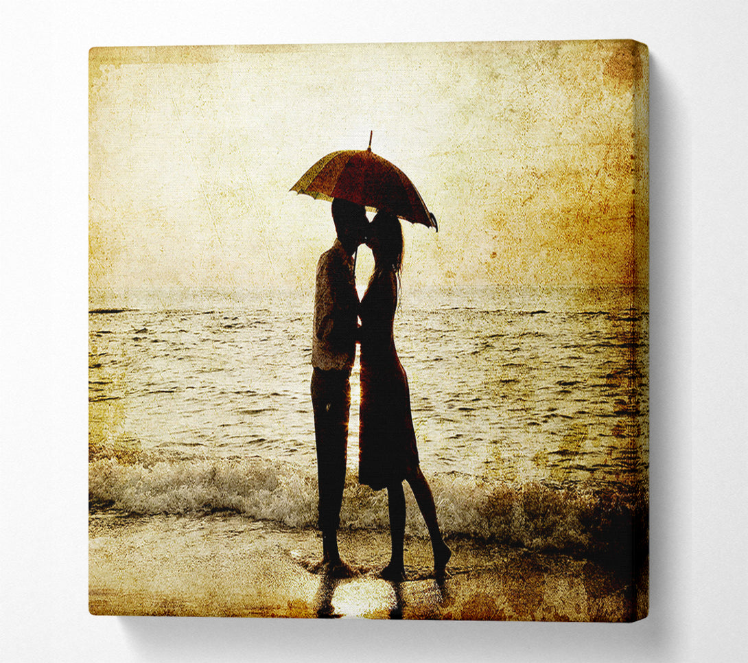  A Canvas Print of Romantic Love Couple In The Rain Canvas Wall Art