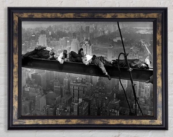 Construction Workers At Height Framed Print
