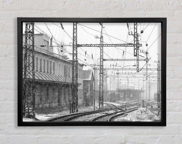 Railwaystation In Winter Framed Print