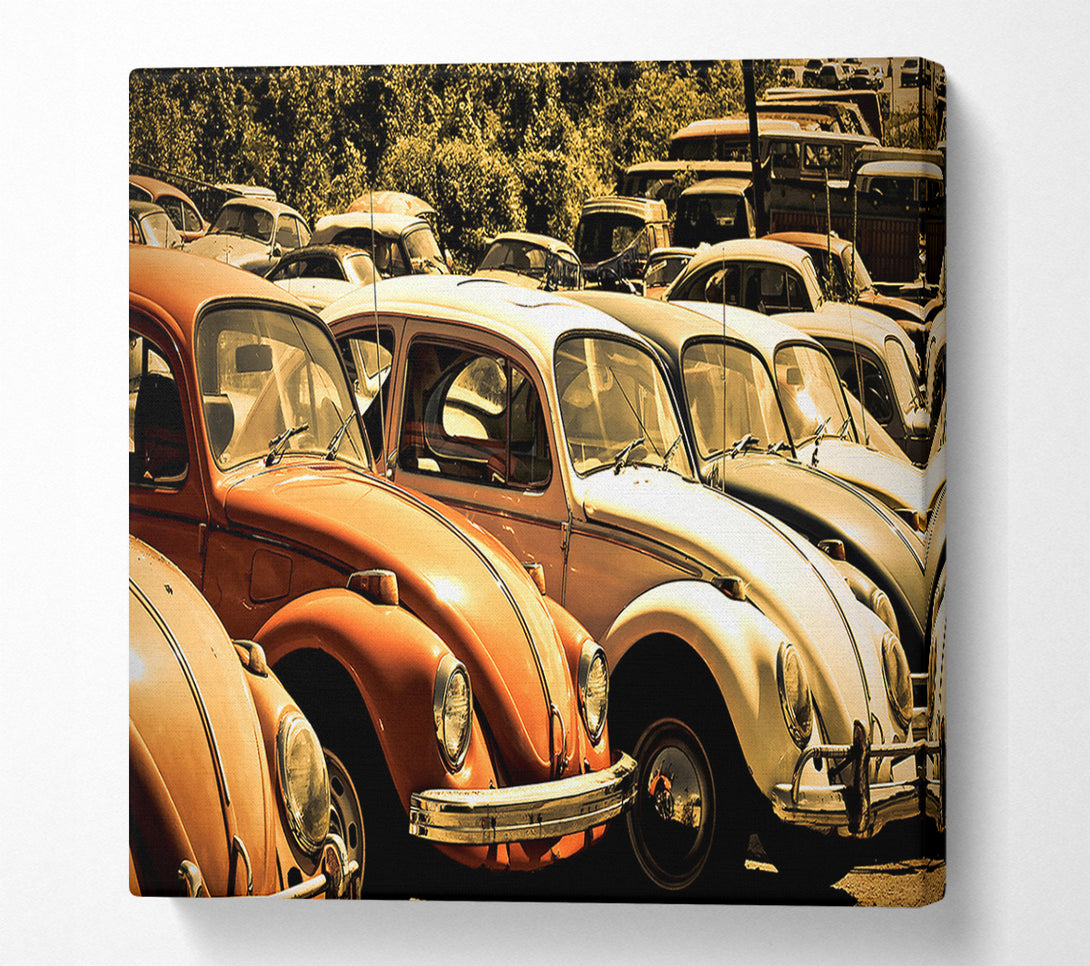  A Canvas Print of Old Volkswagen Beetle Junkyard Canvas Art