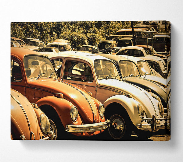  A Canvas Print of Old Volkswagen Beetle Junkyard Canvas Art