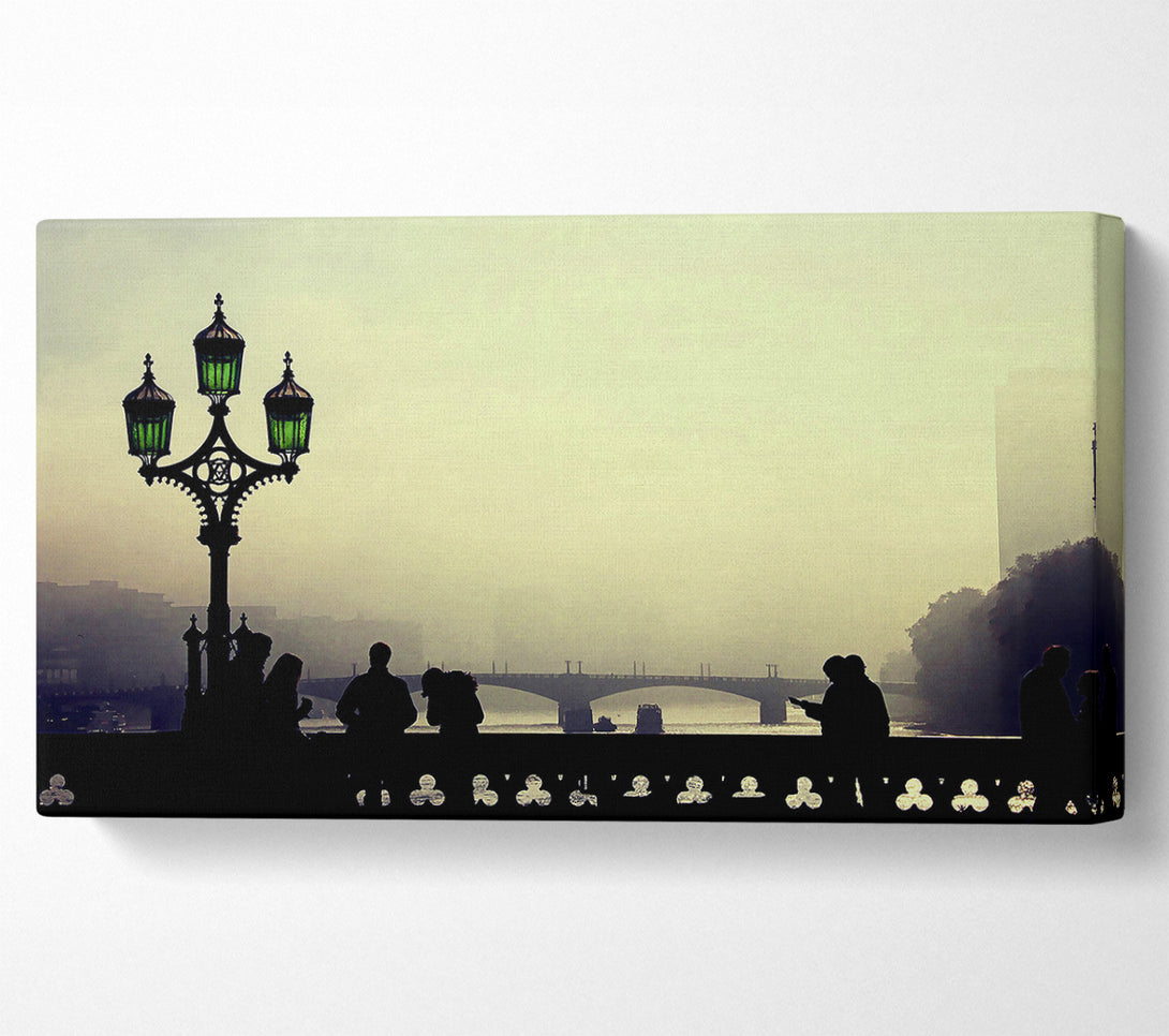  A Canvas Print of People On Misty Bridge Canvas Art