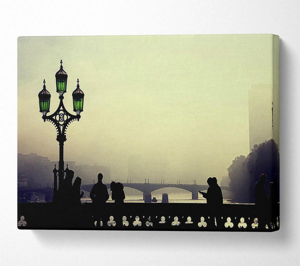  A Canvas Print of People On Misty Bridge Canvas Art