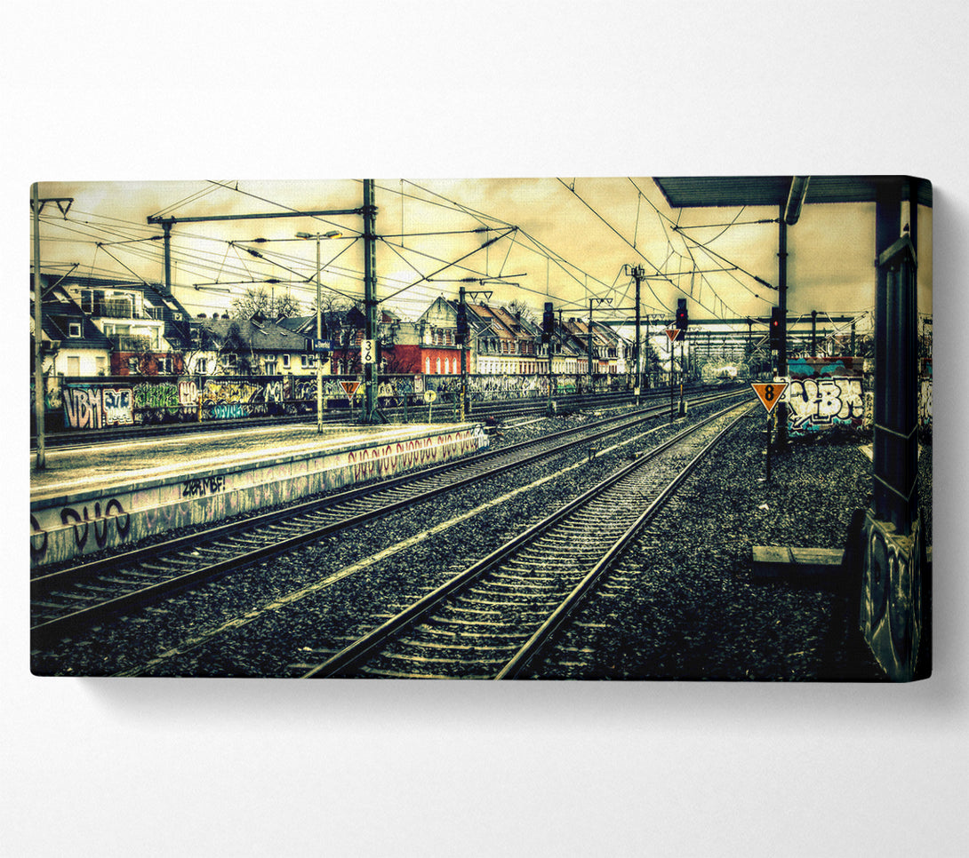  A Canvas Print of Train Station Vintage Canvas Wall Art