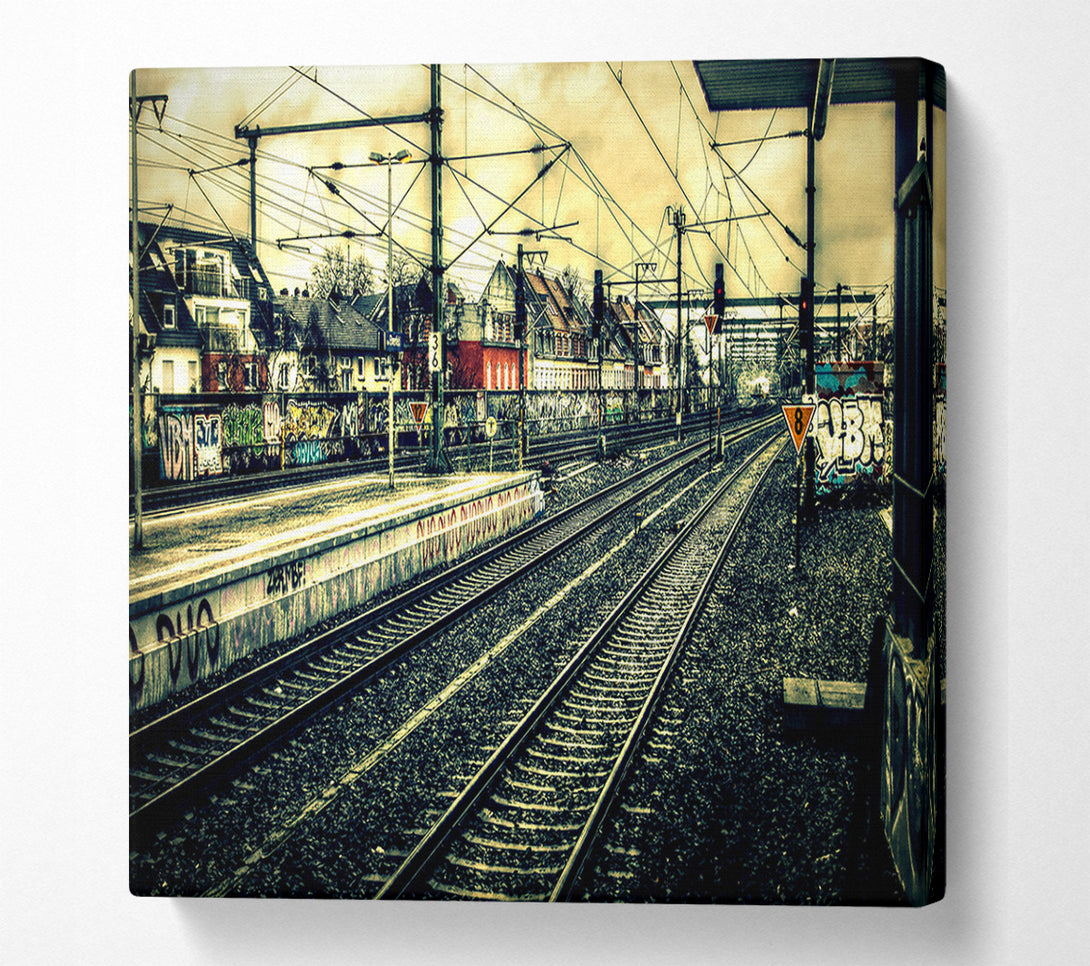  A Canvas Print of Train Station Vintage Canvas Wall Art