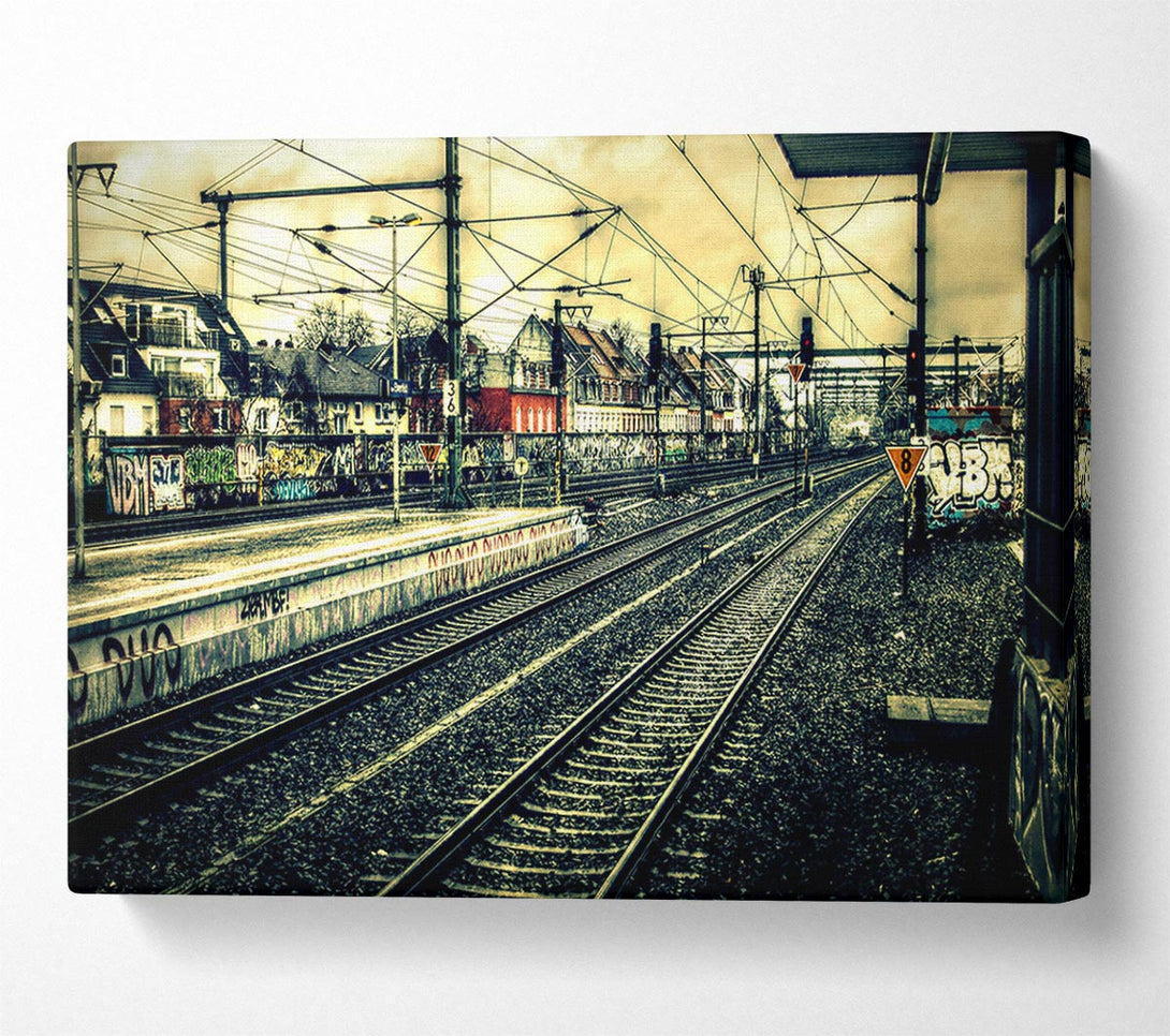  A Canvas Print of Train Station Vintage Canvas Wall Art