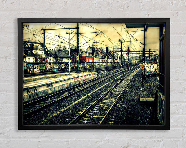 Train Station Vintage Framed Print