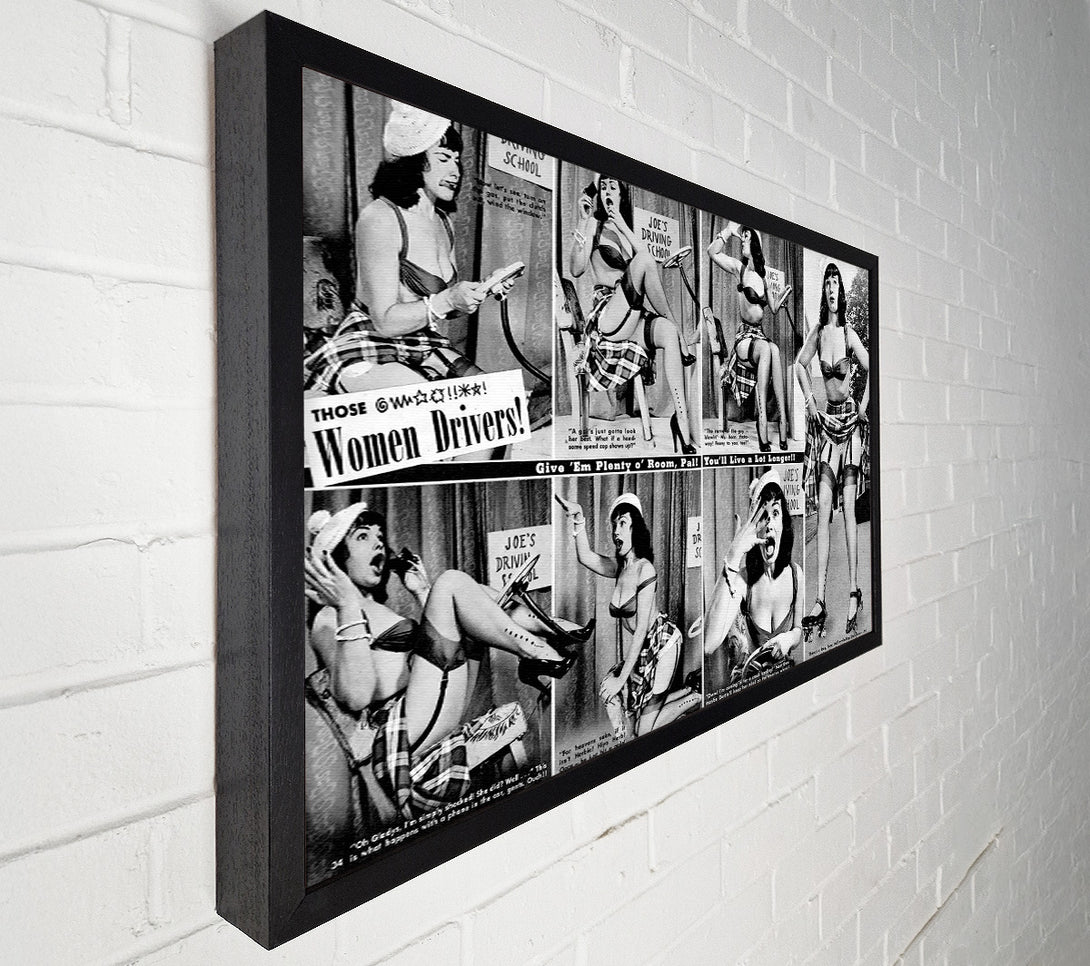  A Canvas Print of Bettie Page Driving Canvas Print