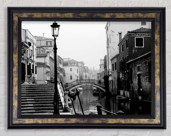 Venice Retro B n W Framed Print