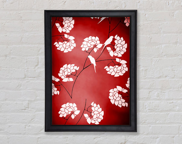 Cherrytree Birds Red Framed Print