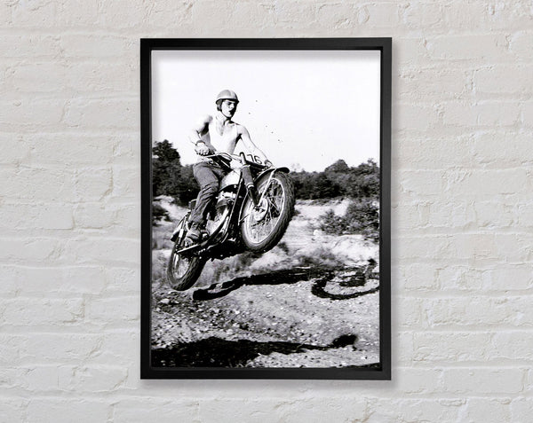 Retro Motorcross Wheelie Framed Print