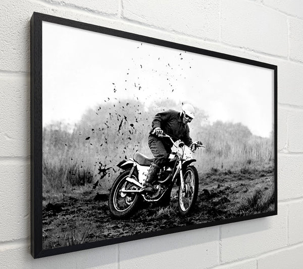 Motor Bike In The Mud B n W