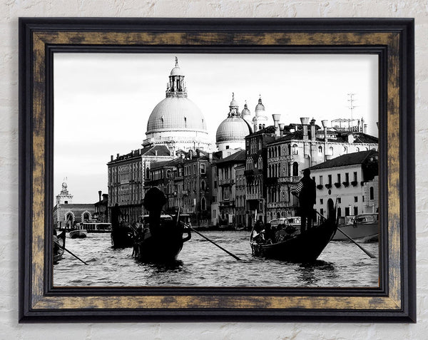 Venice Gondolas B n W Framed Print