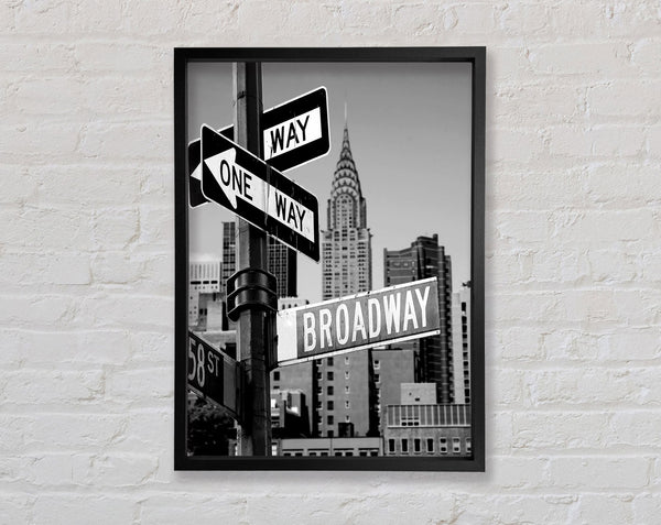 New York Signs To Broadway B n W Framed Print