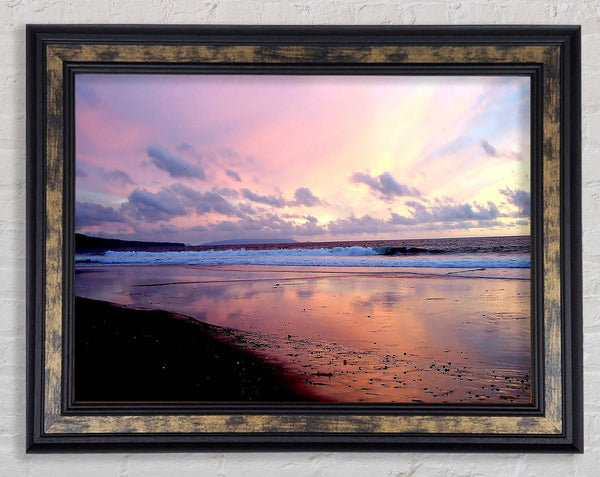 Beach At Dusk Framed Print