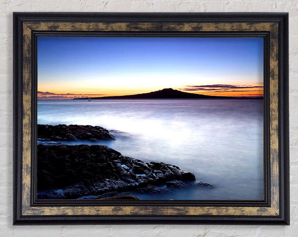 Misty Ocean At Dusk Framed Print