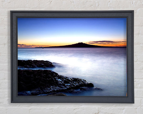 Misty Ocean At Dusk Framed Print