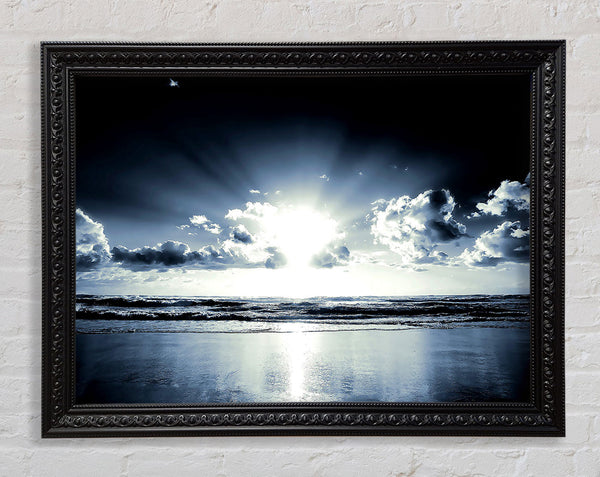 Blue Sunshine On The Beach Framed Print