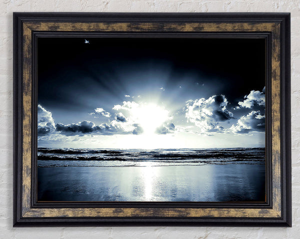 Blue Sunshine On The Beach Framed Print