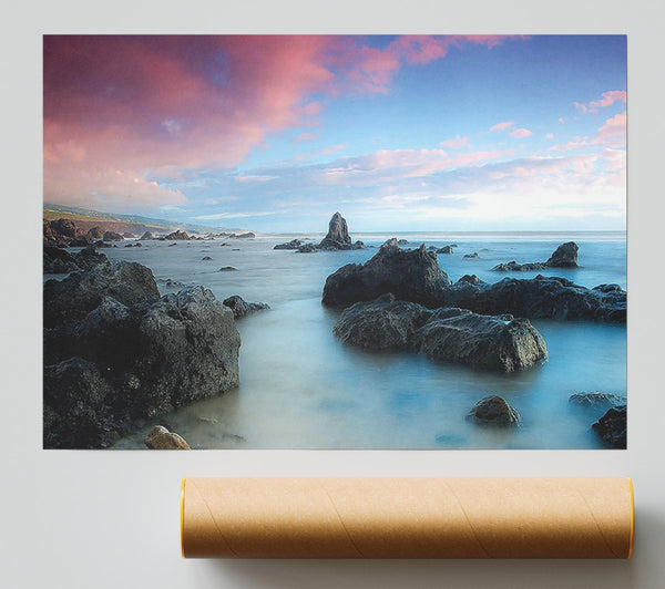 Pink Clouds Over The Morning Ocean Poster