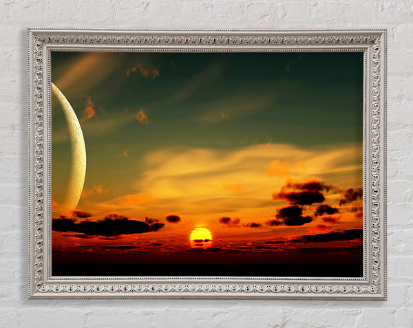 Beautiful Sunset Moon Framed Print
