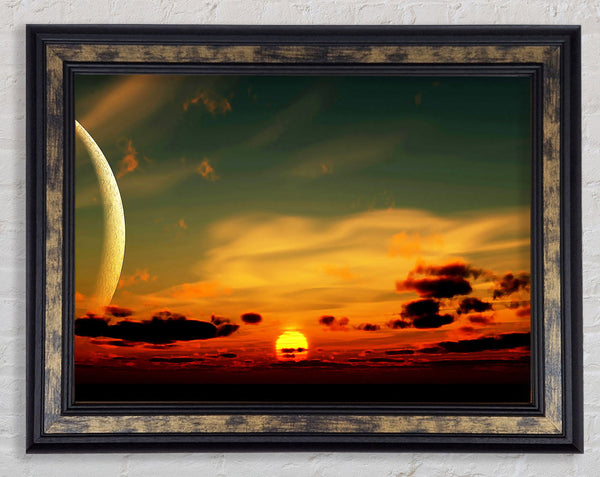 Beautiful Sunset Moon Framed Print
