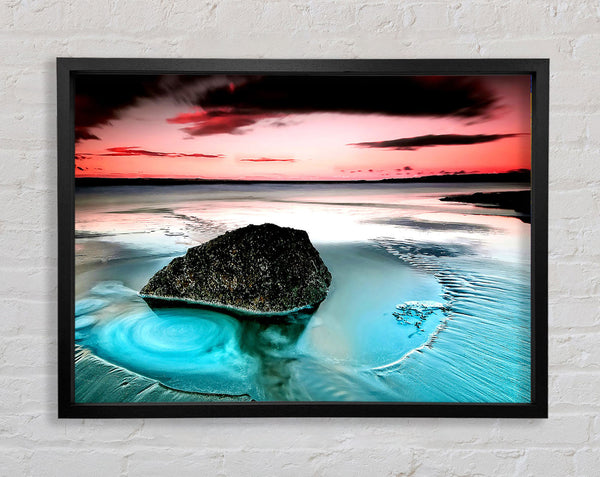 Swell Around The Rocky Ocean Framed Print