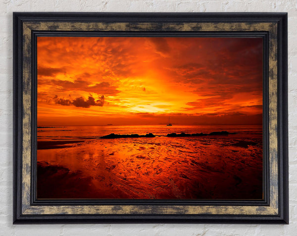 Stunning Beach Sunset Framed Print