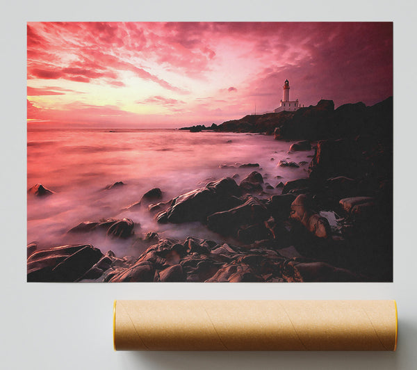 Lighthouse Sunset Poster