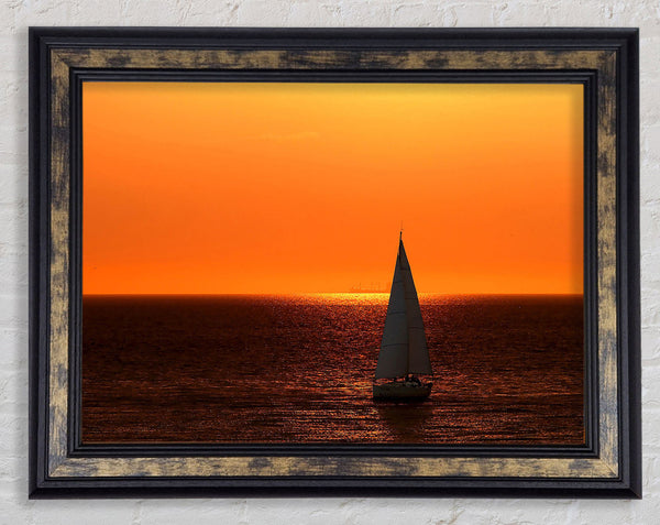 Sailing In The Stunning Sunset Ocean Framed Print