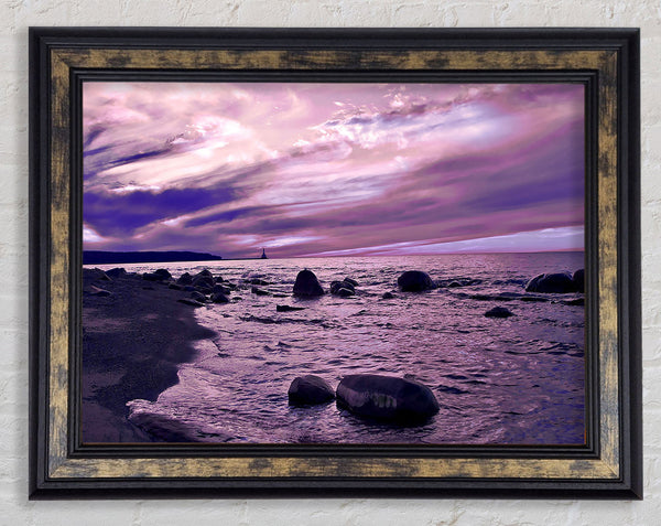 Stunning Lilac Sunset Ocean Framed Print