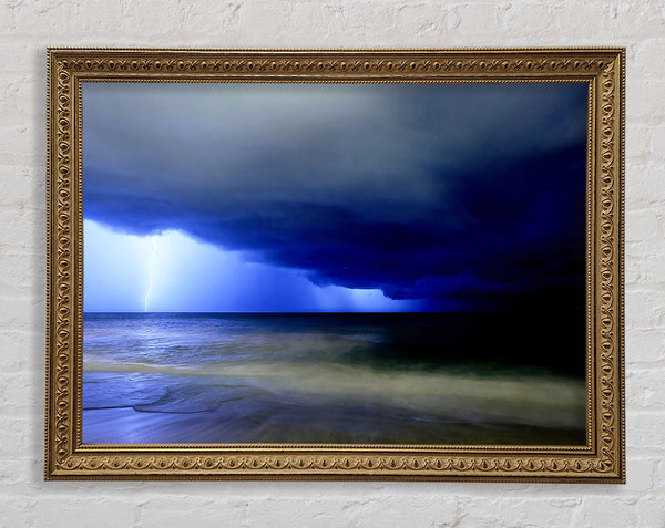 Blue Lightning Seas Framed Print