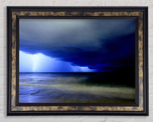Blue Lightning Seas Framed Print