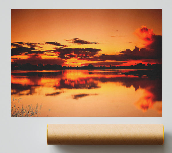 Sunset Cloud Reflection Poster