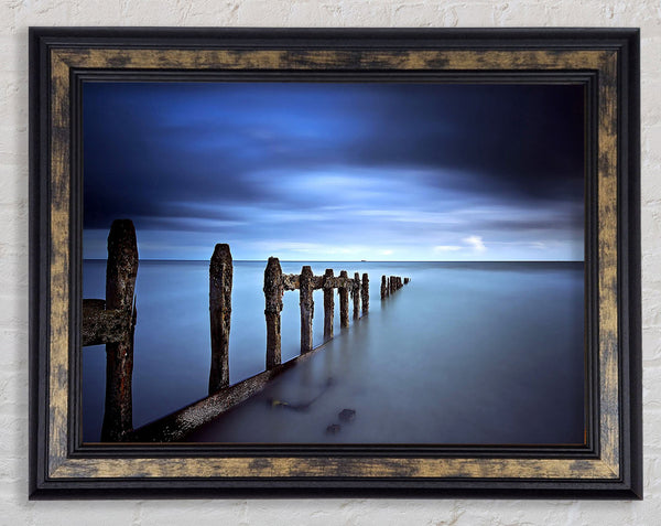 Evening Blue Sea Framed Print