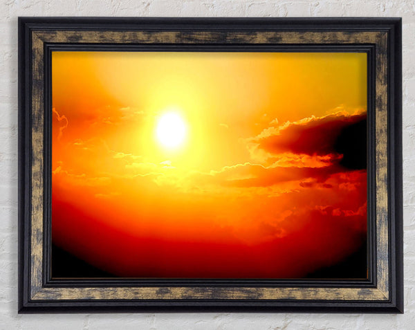 Stunning Sunset Sun Above The Sea Framed Print