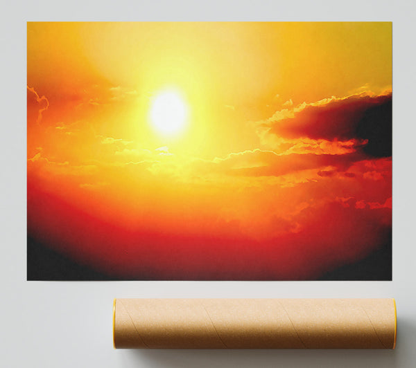 Stunning Sunset Sun Above The Sea Giclee Print