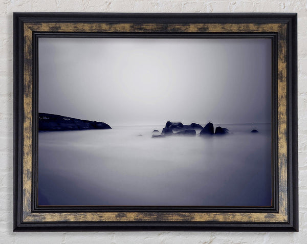 Lilac Foggy Rocks Framed Print