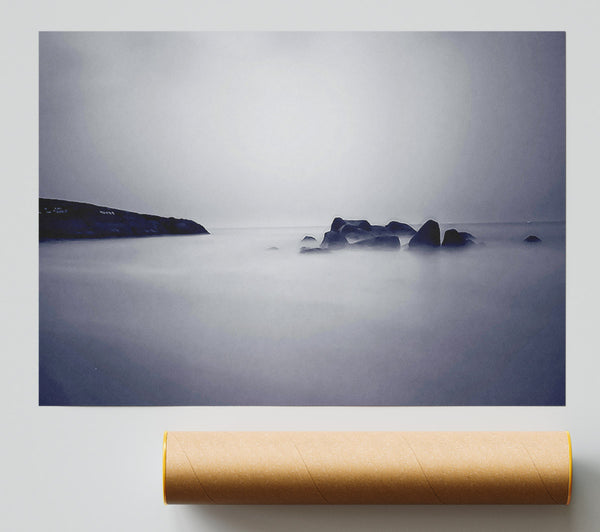 Lilac Foggy Rocks Print