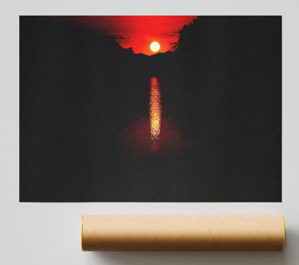 As The Stunning Red Sun Goes Down Poster