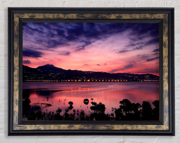 Nightfall Over The Tranquil Sea Framed Print
