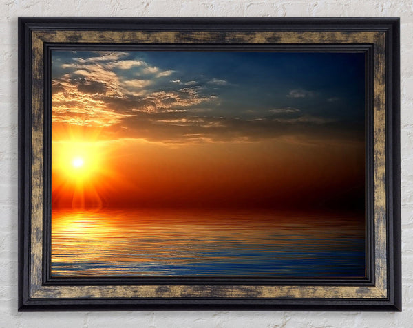 Sunset Sparkle Ocean Framed Print