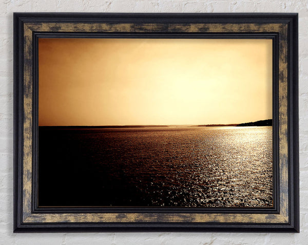 Sunshine Glistening On The Ocean Framed Print