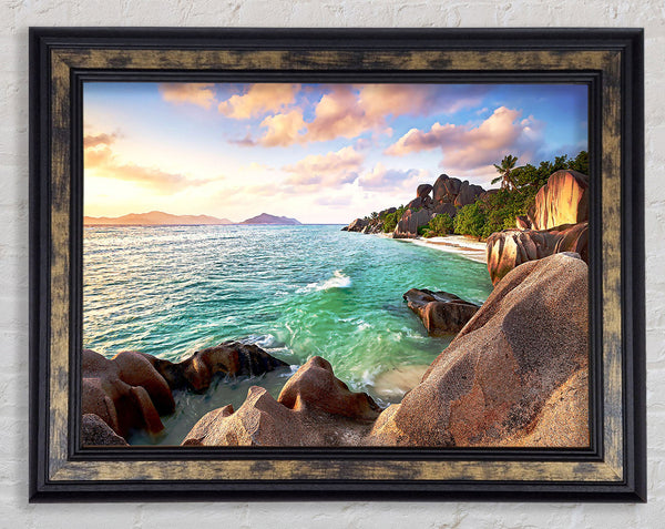 La Digue Beach Seychelles Framed Print