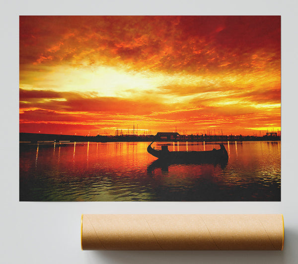 Fire Sky Lake Orange Print