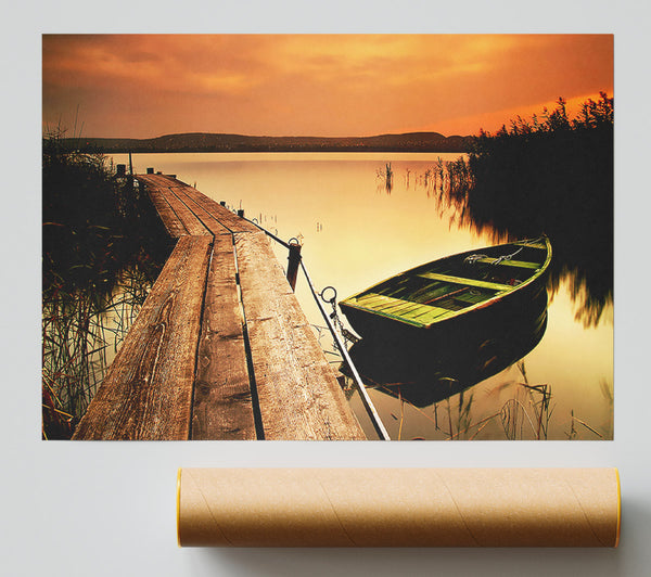 Tranqil Lake Mooring Giclee Print