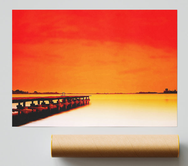 Perfect Orange Boardwalk Giclee Print